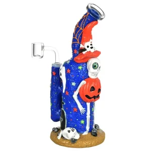 9.5" Frightening Fiesta 3D Painted Glow in the Dark Dab Rig