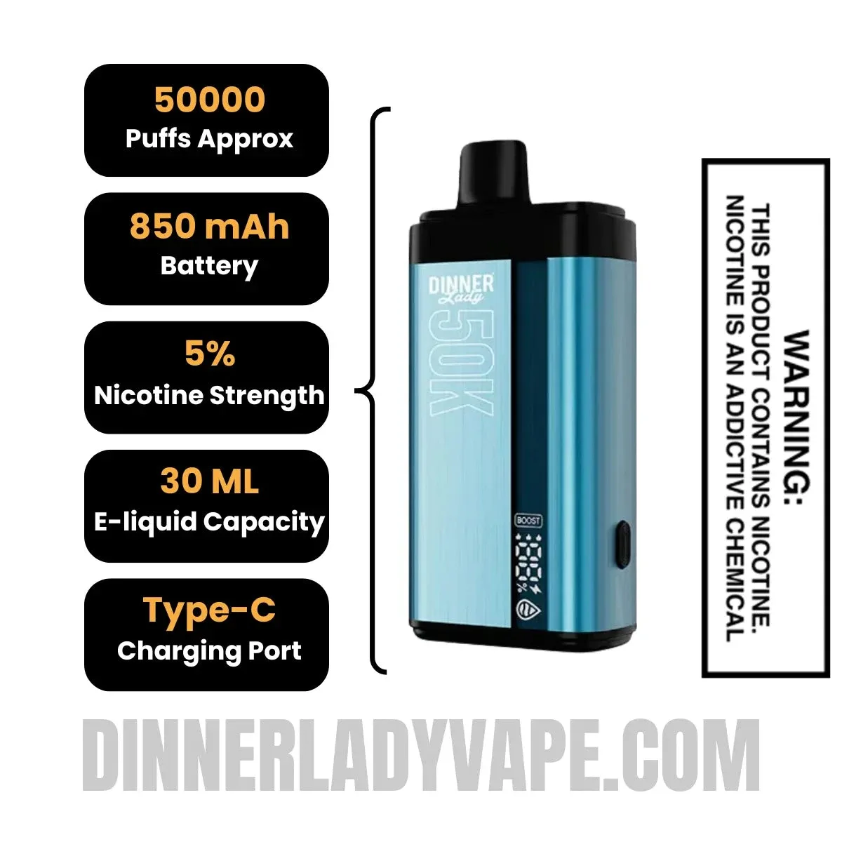 Peach Blue Slush x Orange Creamsicle Dinner Lady 50K Disposable Vape - Image 2