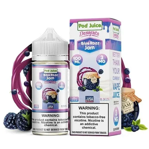 Pod Juice Freebase Nicotine - Blue Razz Jam