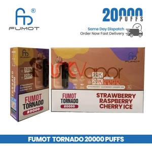 Strawberry Raspberry Cherry Ice Fumot Tornado 20,000 Puffs Vape Device