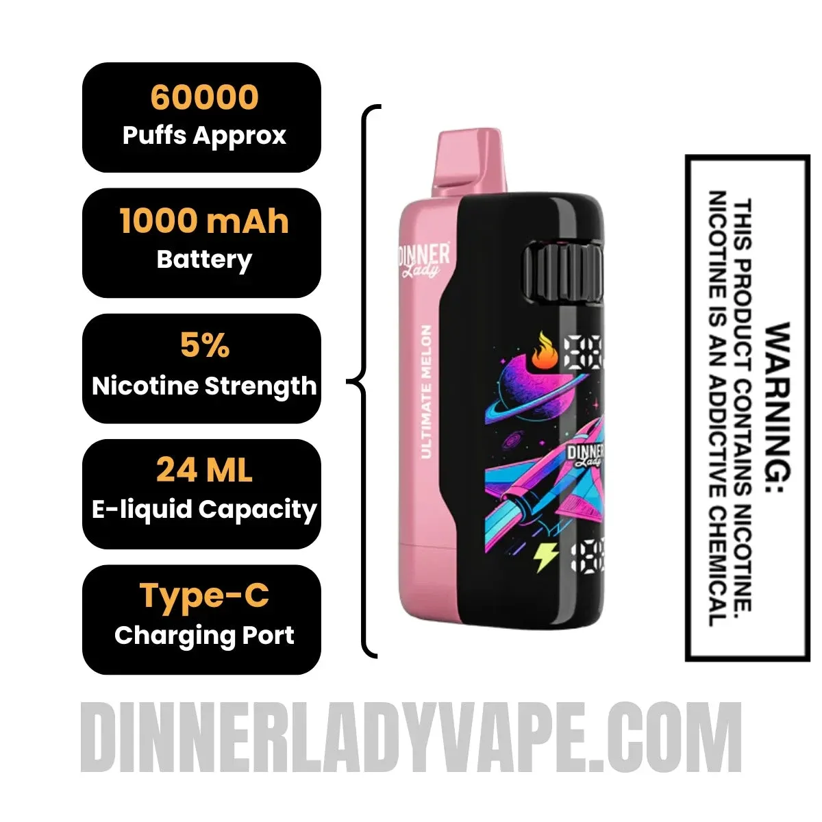 Ultimate Melon Dinner Lady Galax 60K Disposable Vape - Image 2